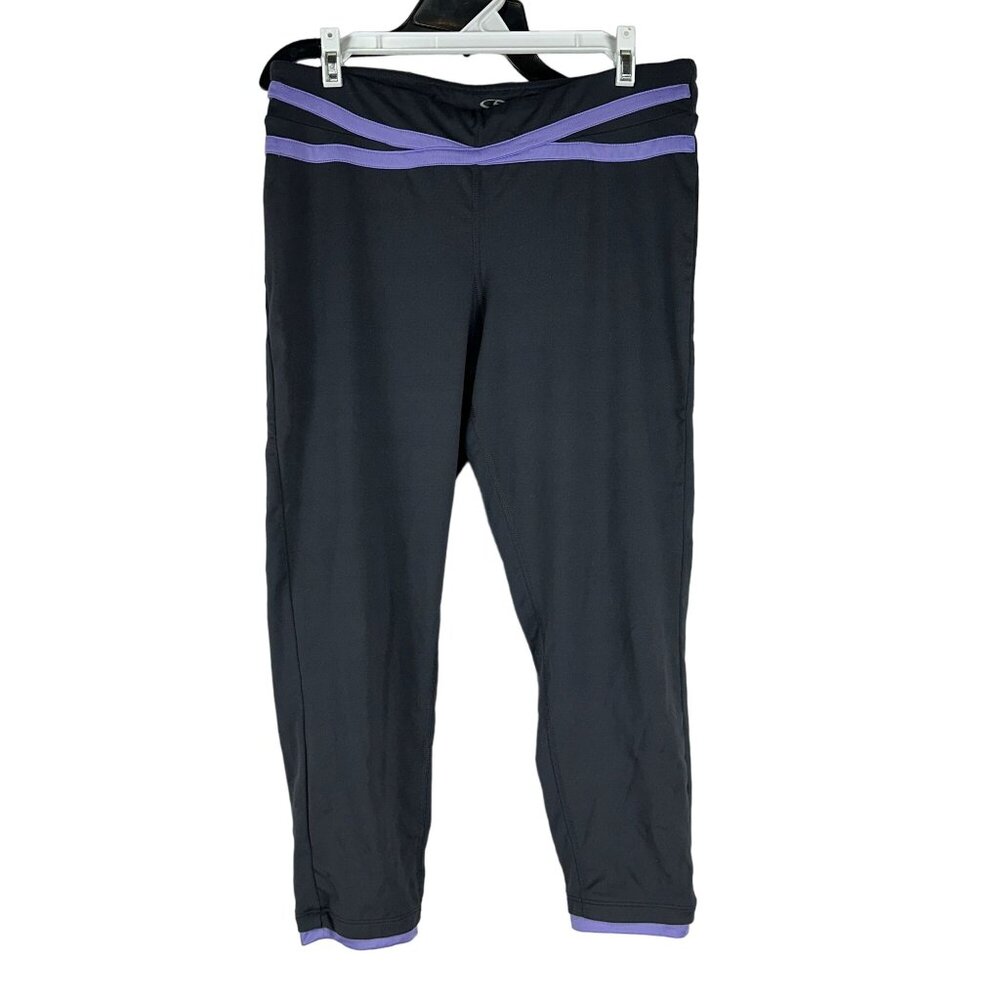 Champion Womens Black & Purple Athletic Leggings Size Large